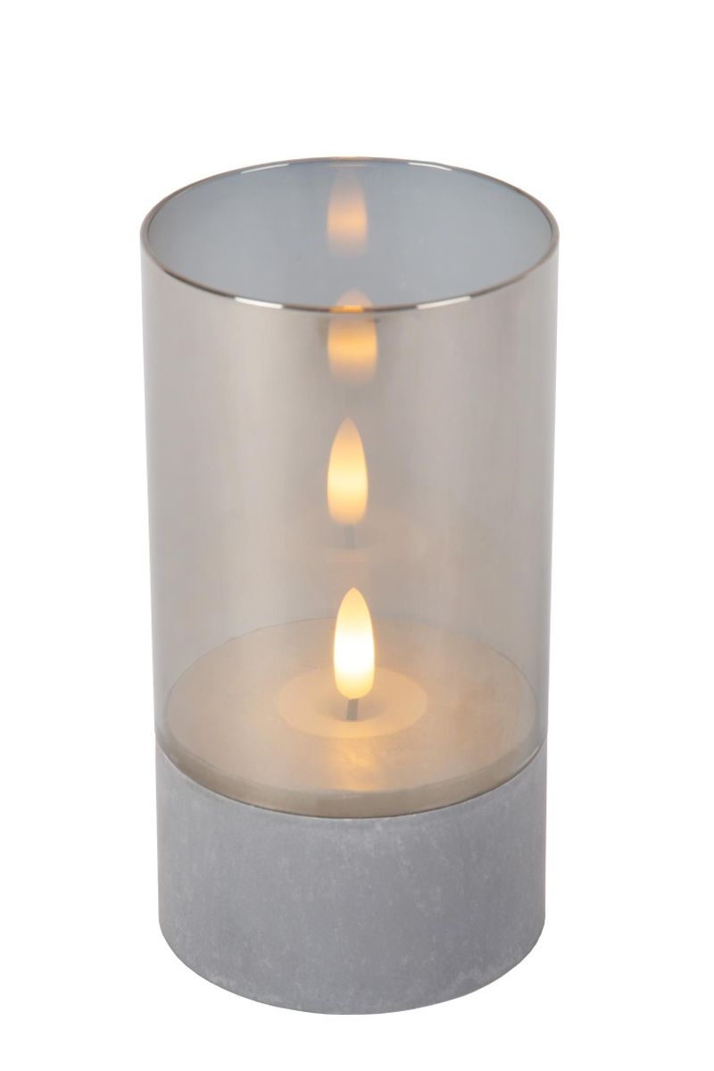 Lucide VELAS - Stolná lampa - Batérie - Ø 8 cm - LED - Smoke Grey - Sada 3 ks
